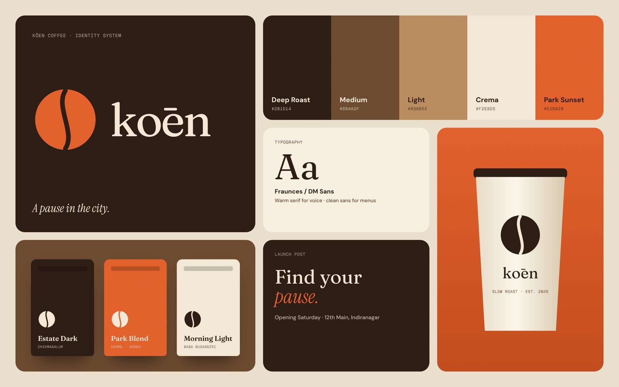 Kōen Coffee — A coffee brand with a slow-roast soul (concept mockup)