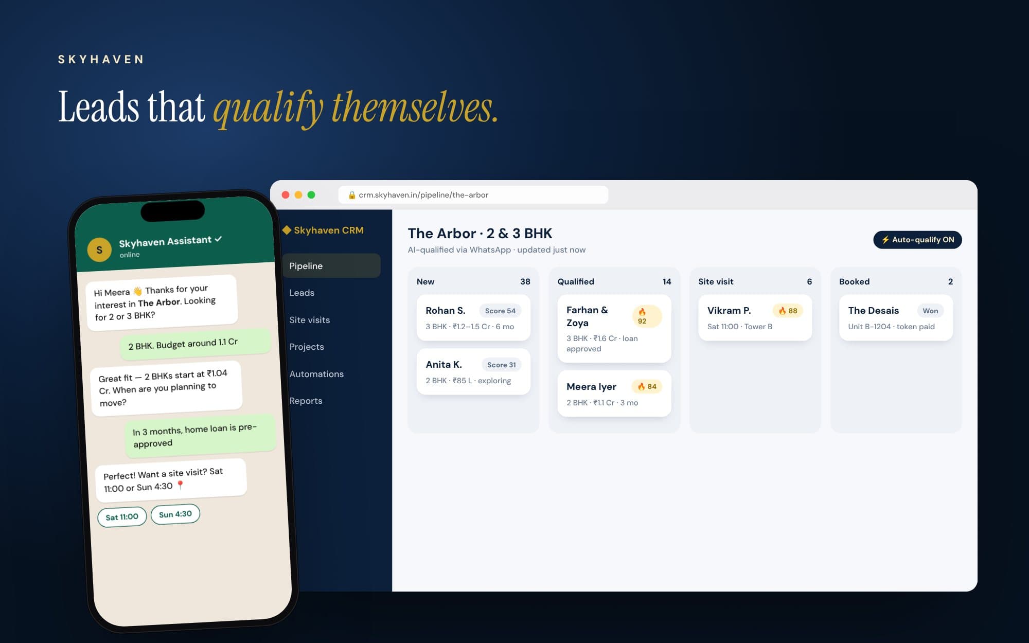 Skyhaven Realty — Leads that qualify themselves (concept mockup)